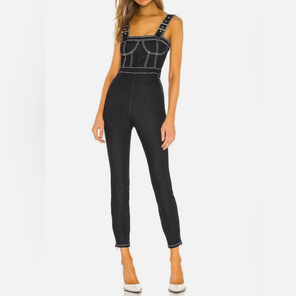 WeWoreWhat Corset Overalls in Dark
Wash. Size S.